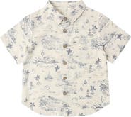 Rylee + Cru Short Sleeve Linen Blend Button-Up Shirt