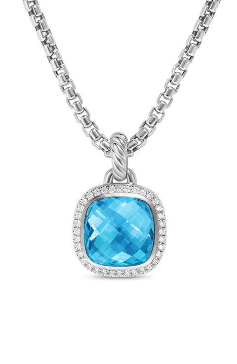 Albion® Pendant in Sterling Silver with Blue Topaz & Diamonds, 11mm