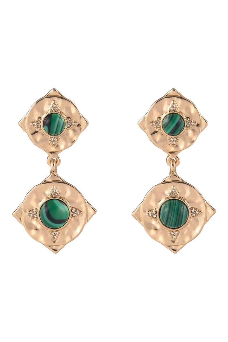 Double Drop Earrings, Main, color, GREEN