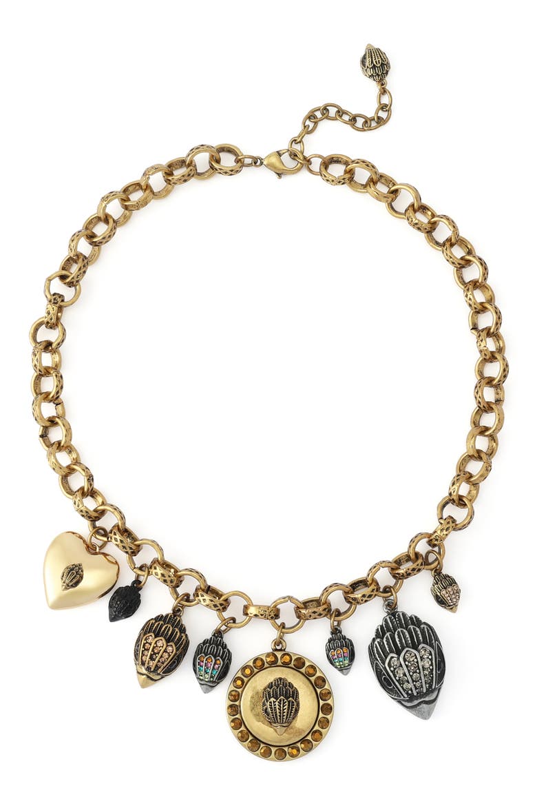 Charm Bib Necklace, Main, color, TRITONE