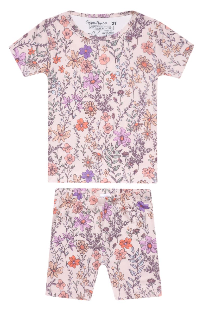 Copper Pearl Flora Fitted Two-Piece Short Pajamas, Main, color, Light Beige