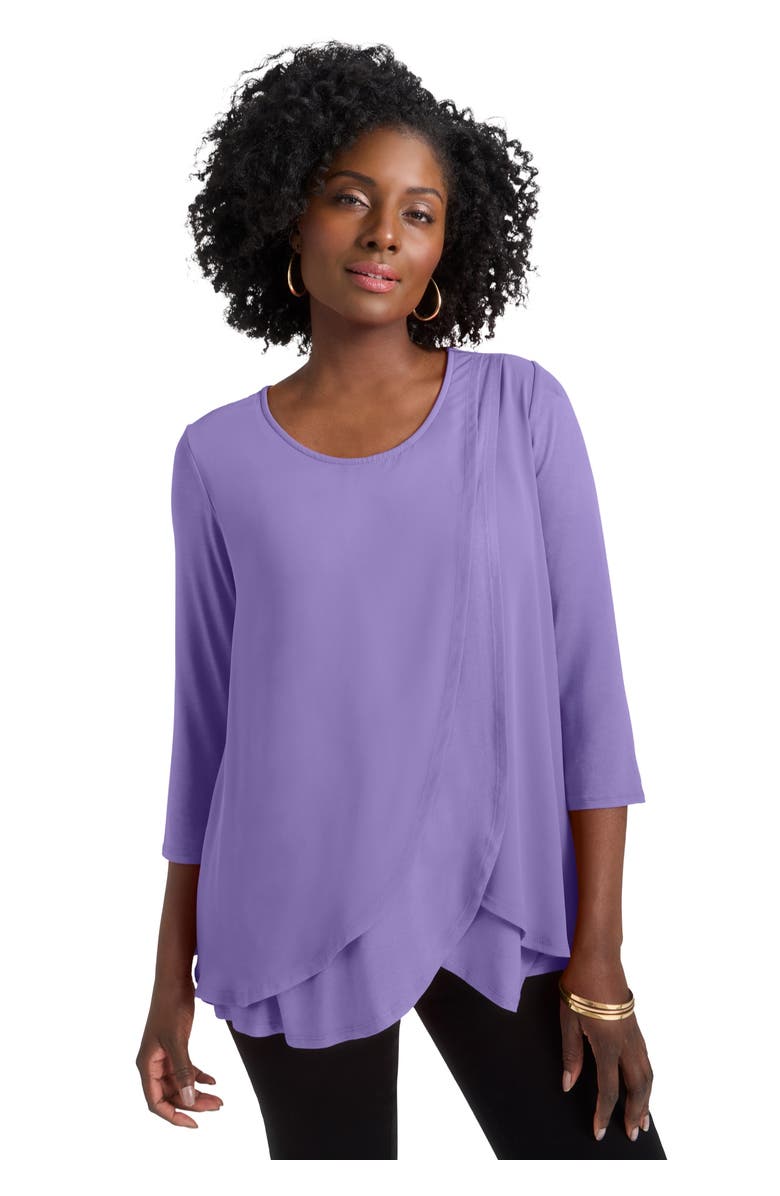 Jessica London Double Layer Tunic, Main, color, Vintage Lavender
