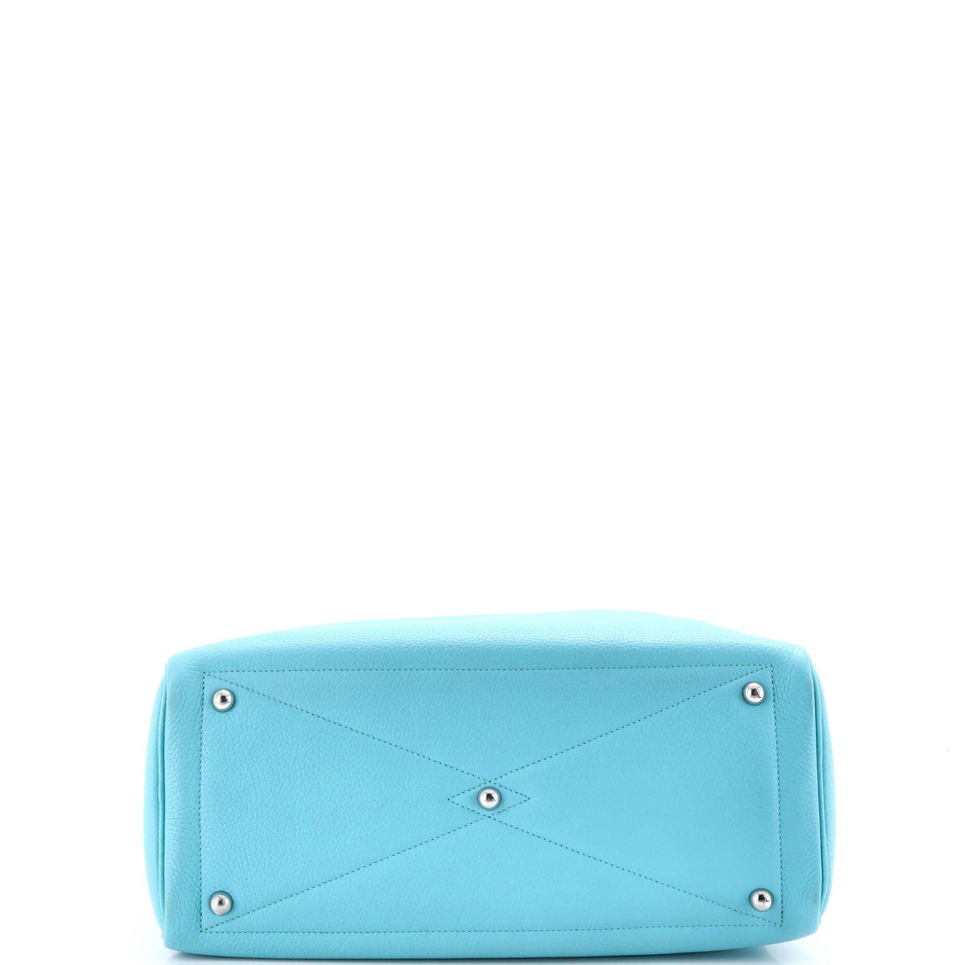 Pre-Owned Hermes Victoria II Bag Clemence 35, Alternate, color, Bleu Atoll