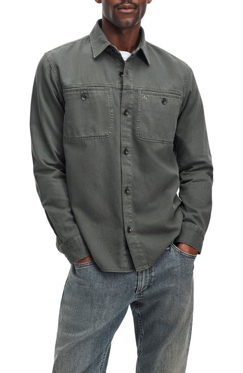 Overdyed Denim Button-Up Work Shirt