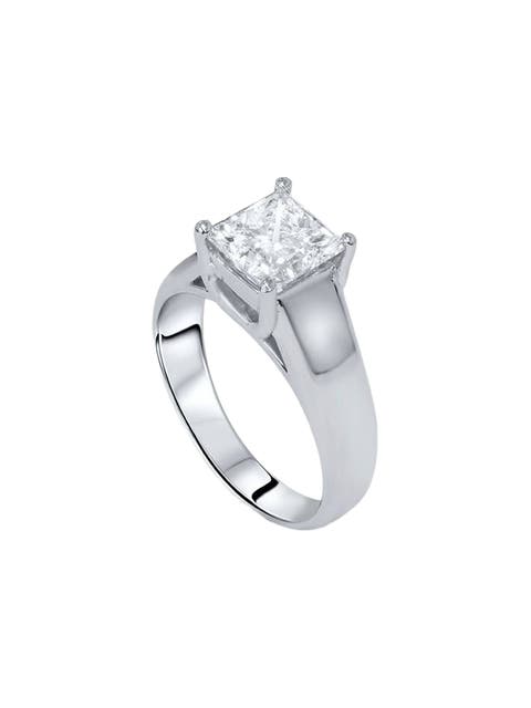 1ct Princess Cut Lab Grown Diamond Solitaire Engagement Ring 14k Gold