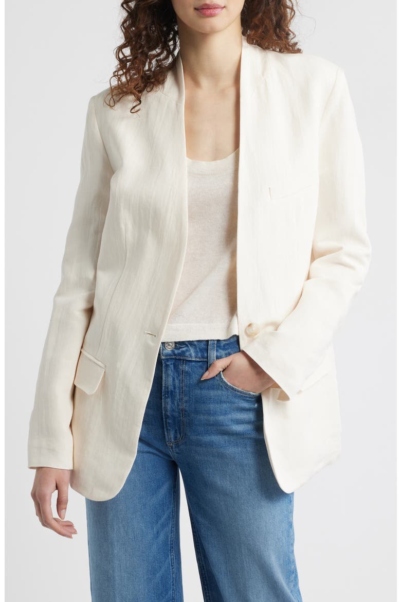 Linen Blend Blazer, Main, color, CHALK