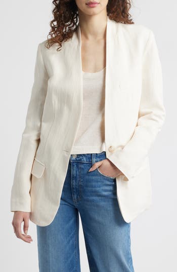 Wyeth Linen Blend Blazer In Gray