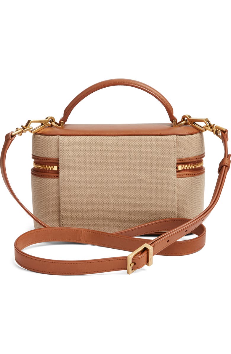 Saint Laurent Gaby Canvas & Leather Vanity Case, Alternate, color, Desert Dust/ Brick