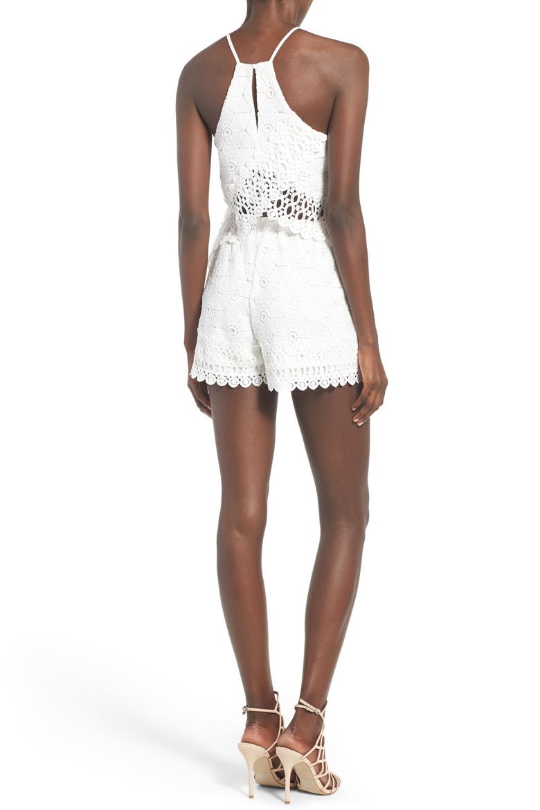 Lace Popover Romper, Alternate, color, WHITE