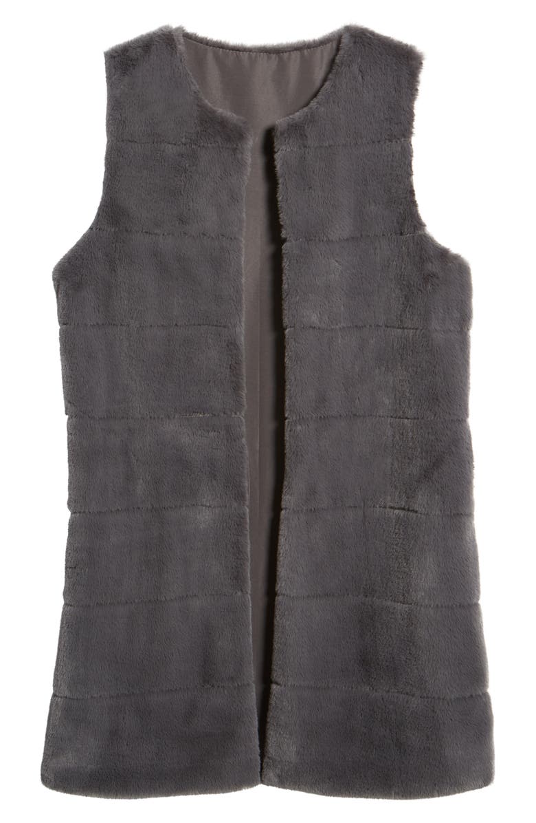 La Fiorentina Quilted Faux Fur Vest, Alternate, color, Grey