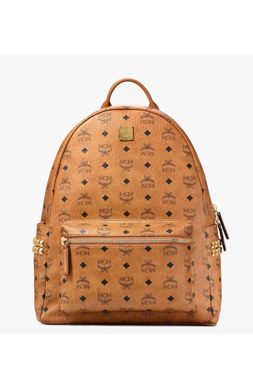 Mcm Visetos Logo-print Stark Studded Backpack In Brown