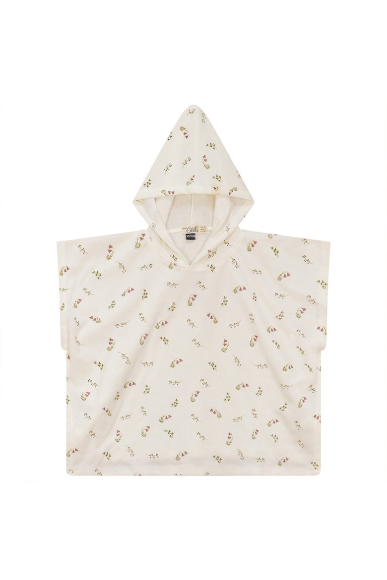 Plant Printed Terry Poncho, Main, color, Mauve/Cream