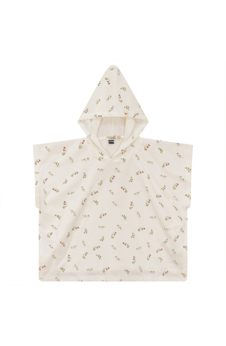 Bebe Bella Plant Printed Terry Poncho, Main, color, Mauve/Cream