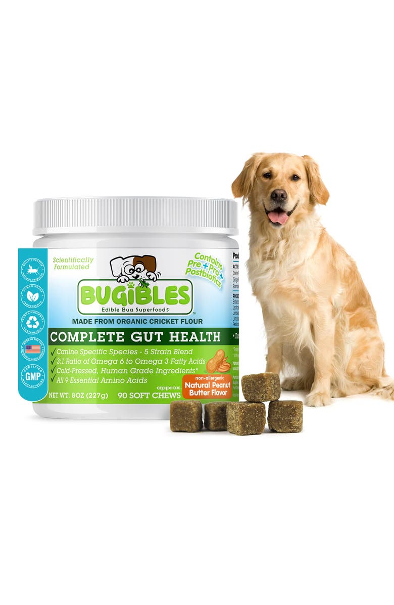 Bugibles Complete Gut Health 90 Probiotic Soft Chews For Dogs, Alternate, color, Brown