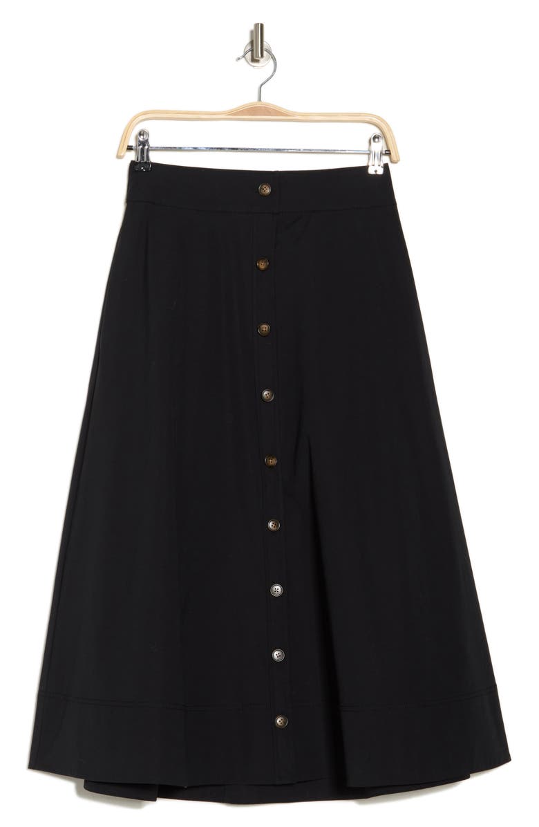 Veronica Beard Karel Stretch Cotton Midi Skirt, Alternate, color, Black