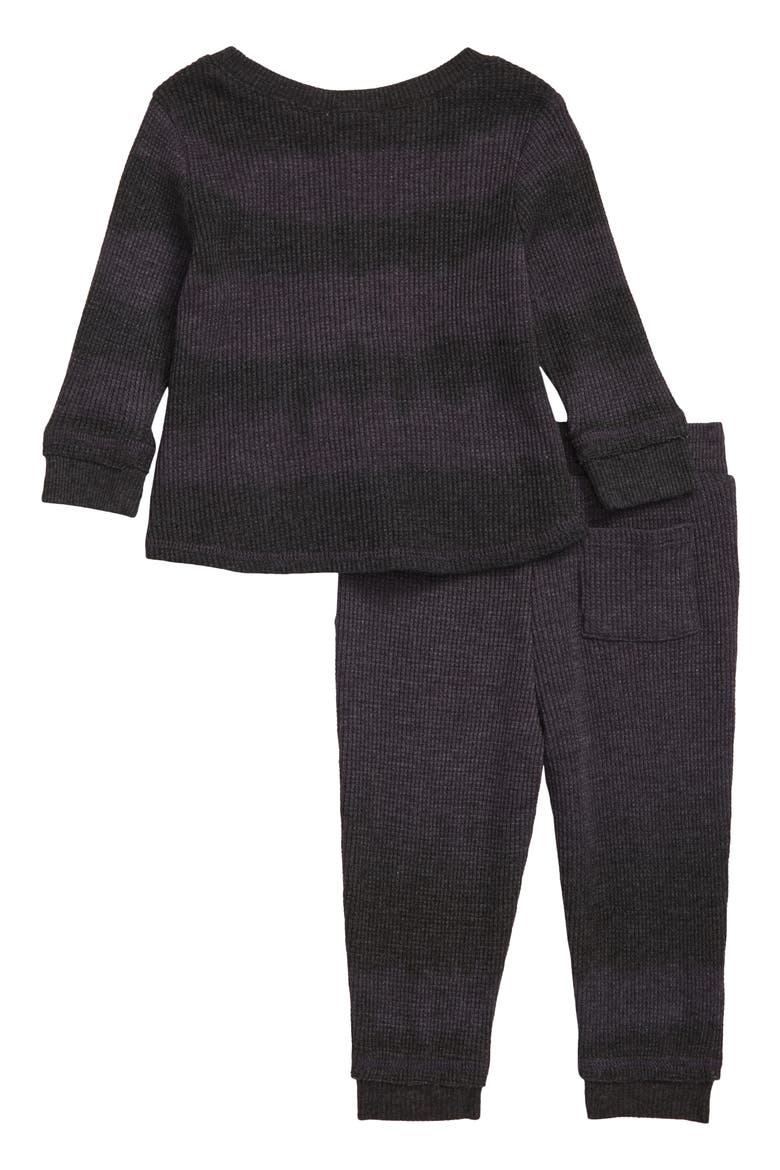 Tie Dye Thermal Knit Top & Joggers Set, Alternate, color, ASPHALT