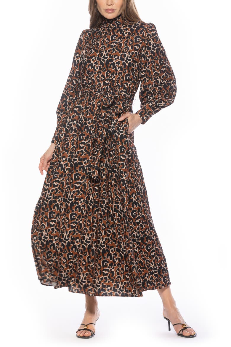Saliah Mockneck Blouson Sleeve Dress, Main, color, LEOPARD MULTI