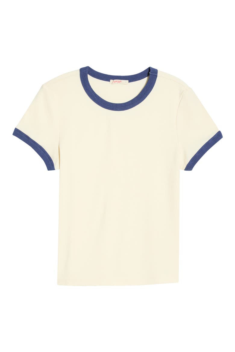 Lexi Rib Ringer T-Shirt, Alternate, color, CREAM AND BAY BLUE