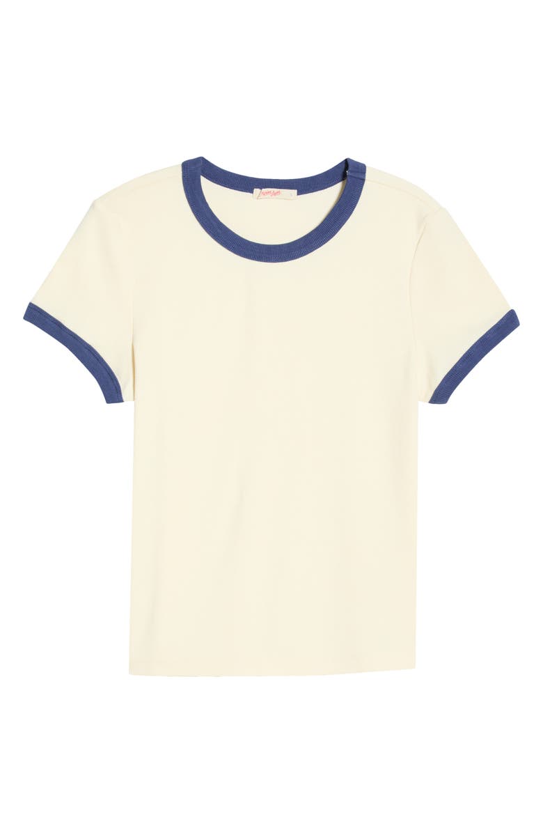 Marine Layer Lexi Rib Ringer T-Shirt, Main, color, Cream And Bay Blue