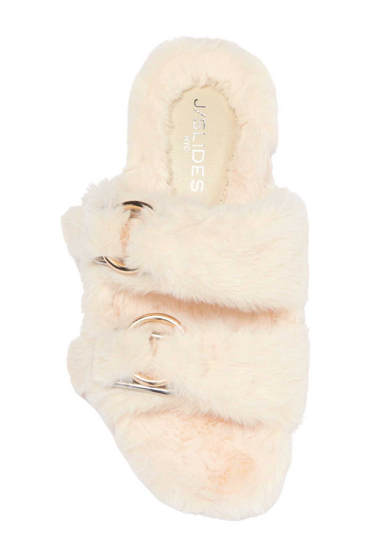 JSlides Bree Faux Fur Slide Sandal, Alternate, color, Natural