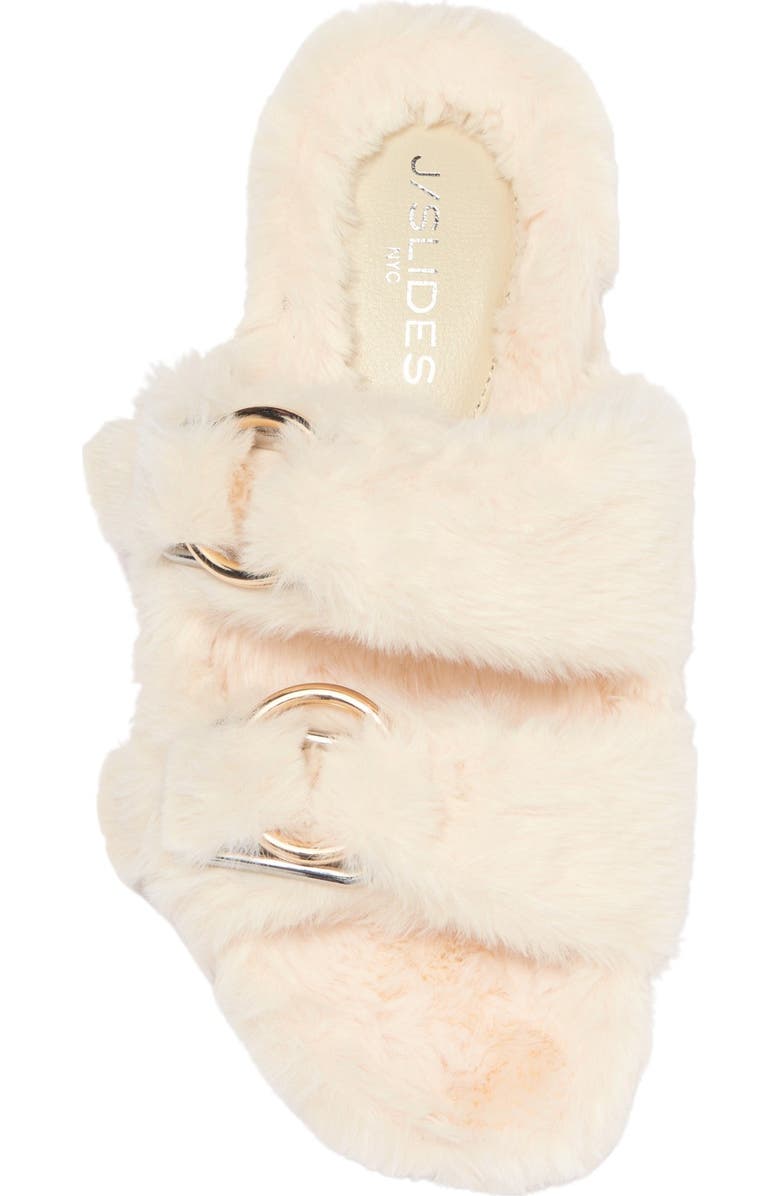 JSlides Bree Faux Fur Slide Sandal, Alternate, color, Natural