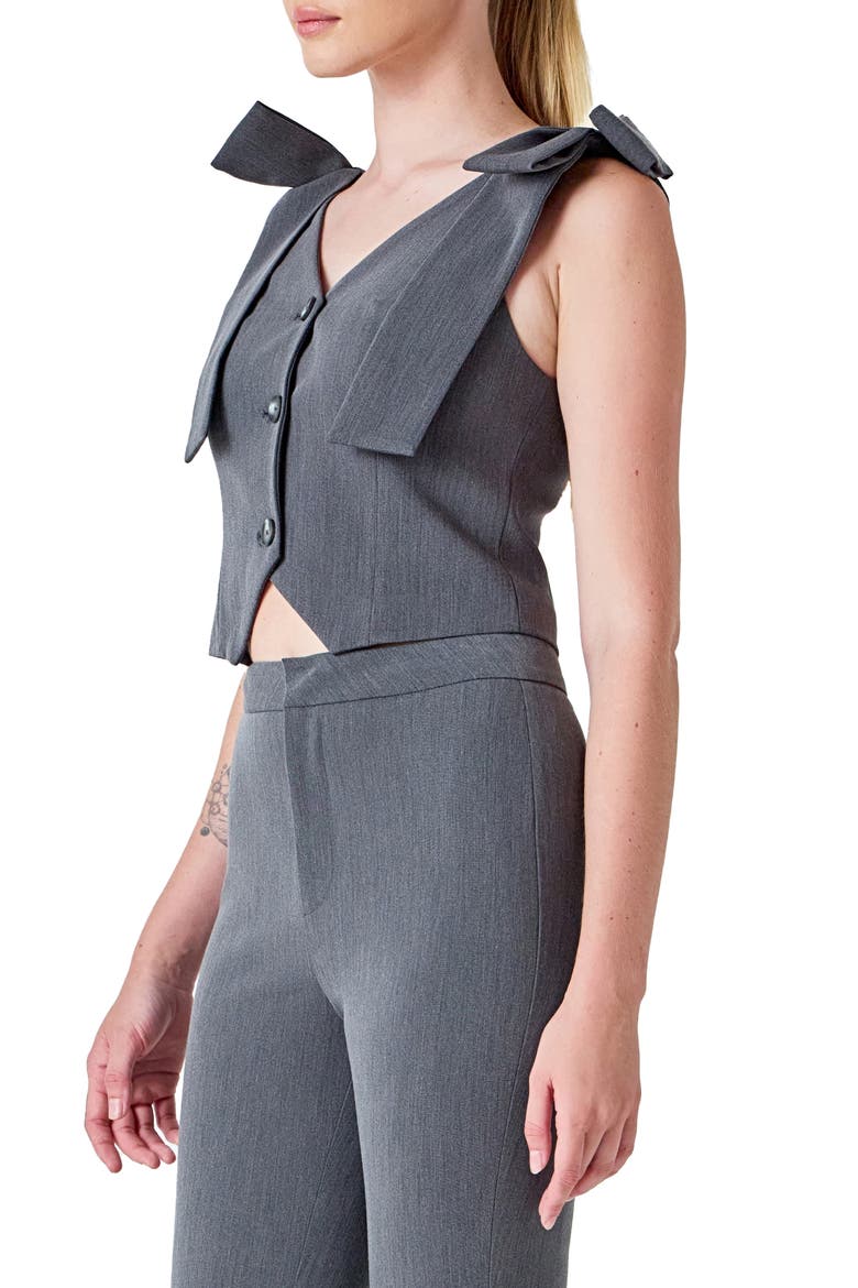 Bow Tie Strap Crop Vest, Alternate, color, GREY
