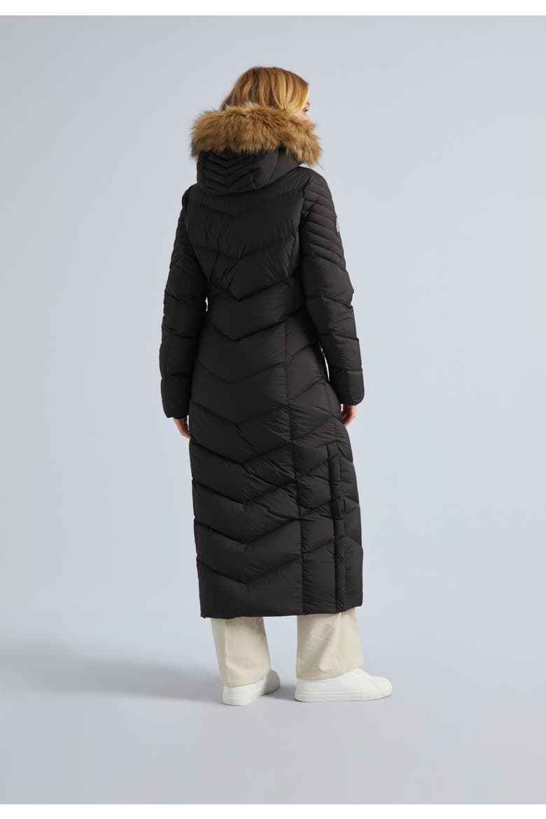 High Neck Maxi Puffer Coat, Alternate, color, Black/Natural