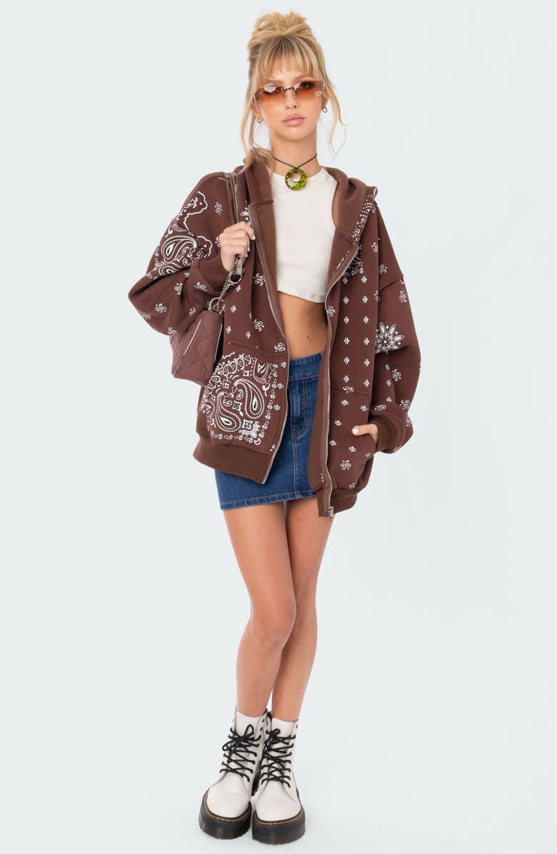 EDIKTED Bandana Print Hoodie, Alternate, color, 