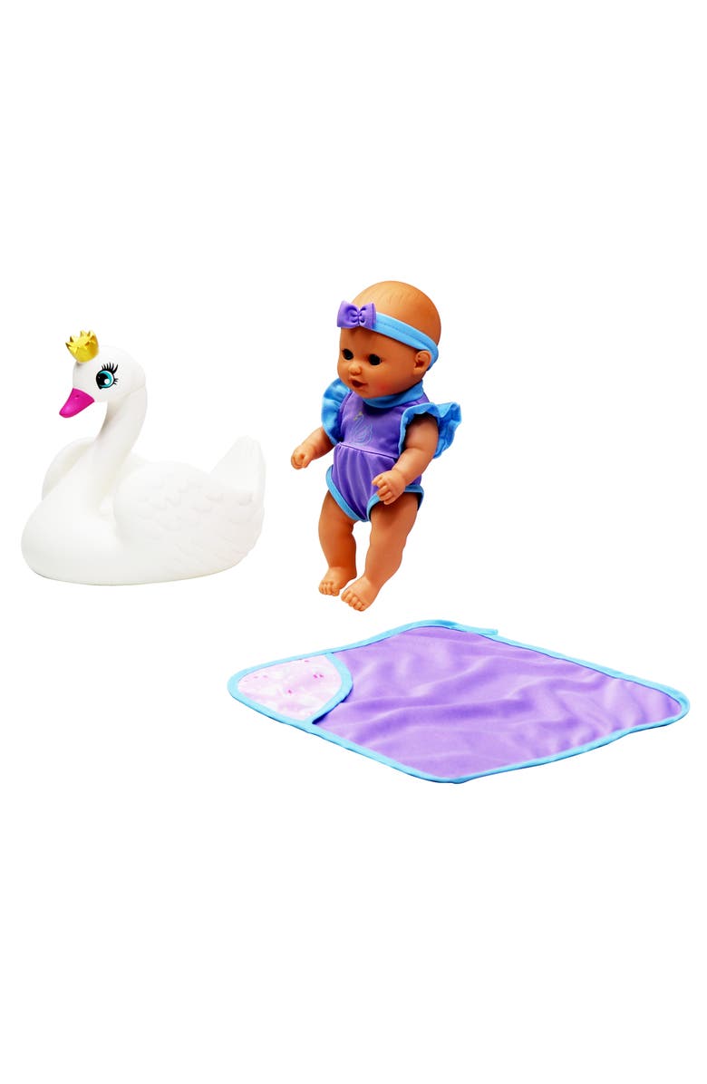 Dream Collection 10 Inch Bath Time Baby Doll with Swan, Alternate, color, Multicolored