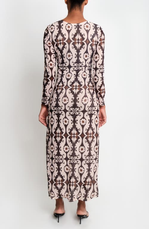 The Lulo Project Nellas Paisley Long Sleeve Mesh Maxi Dress