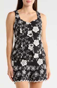 Ellen Tracy Floral Embroidery Vest
