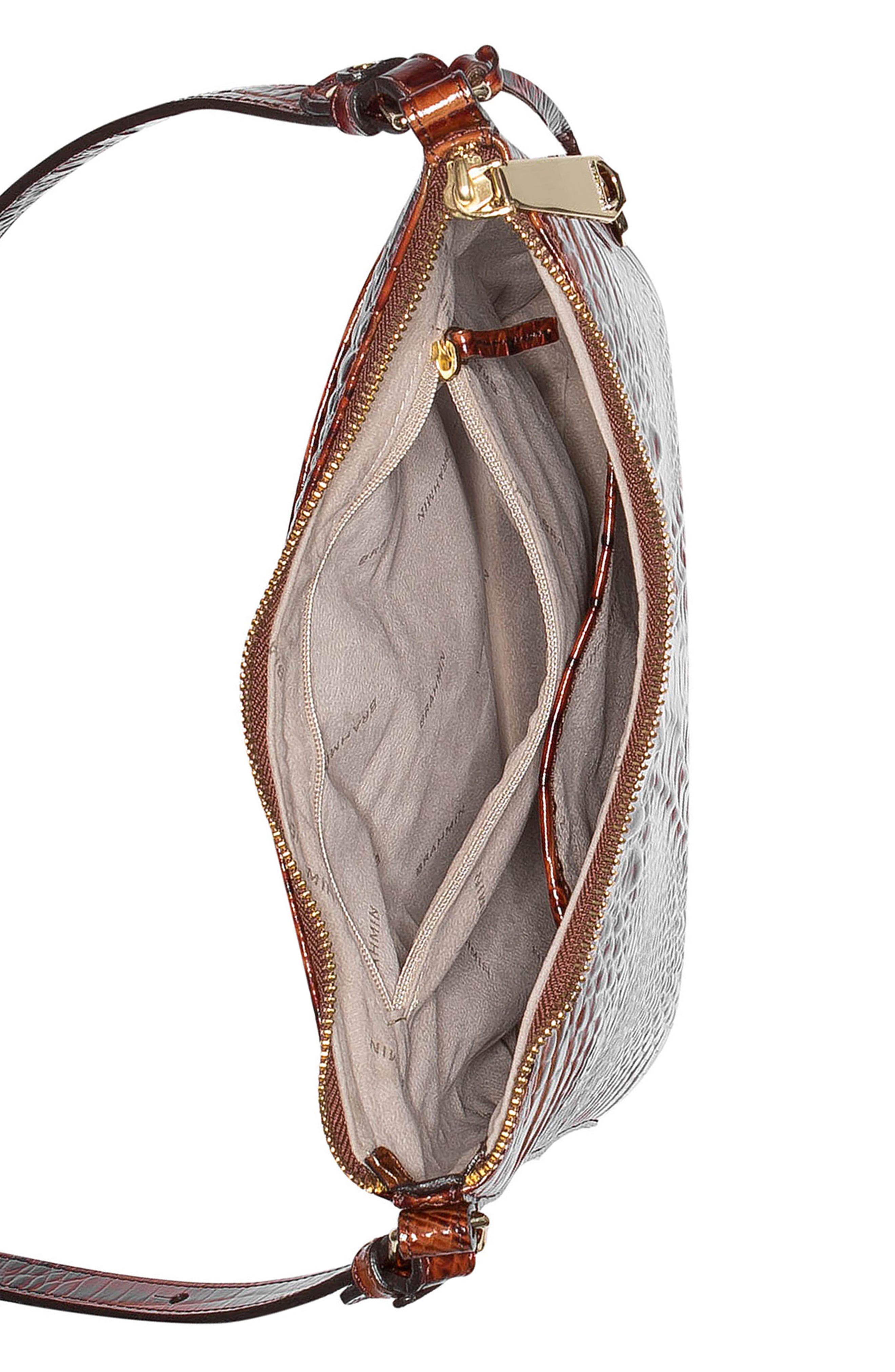 Katie Croc Embossed Leather Crossbody Bag, Alternate, color, PECAN