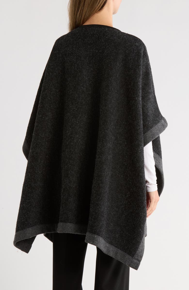 Nanette Lepore Two-Tone Buckled Ruana, Alternate, color, Black