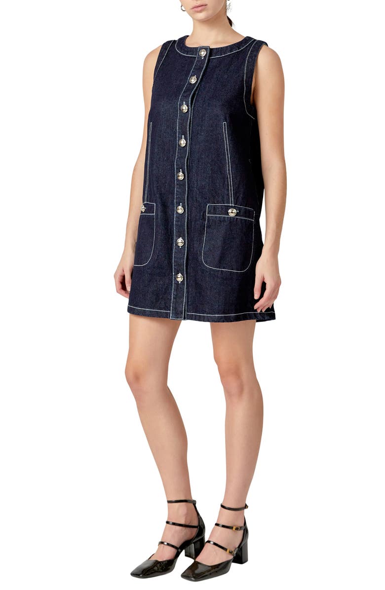 English Factory Sleeveless Denim Minidress, Alternate, color, 