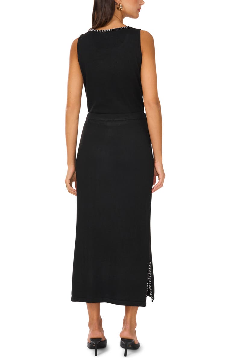 Vince Camuto Whipstitch Midi Sweater Skirt, Alternate, color, Rich Black