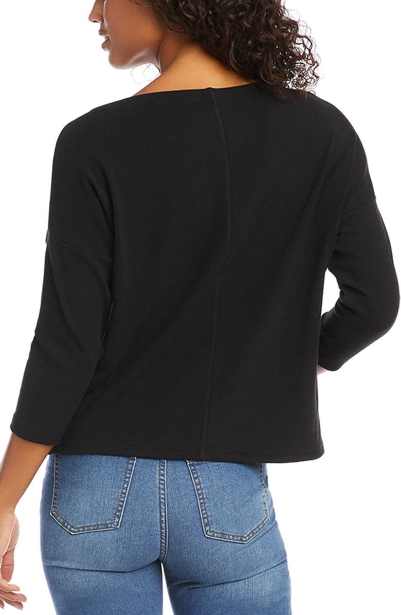Karen Kane Knit Boatneck Top, Alternate, color, Black