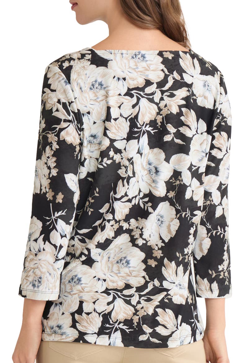 Floral Square Neck Top, Alternate, color, JONES BLACK MULTI