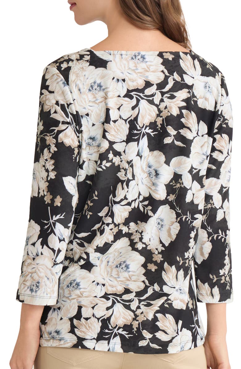 Jones New York Floral Square Neck Top, Alternate, color, Jones Black Multi