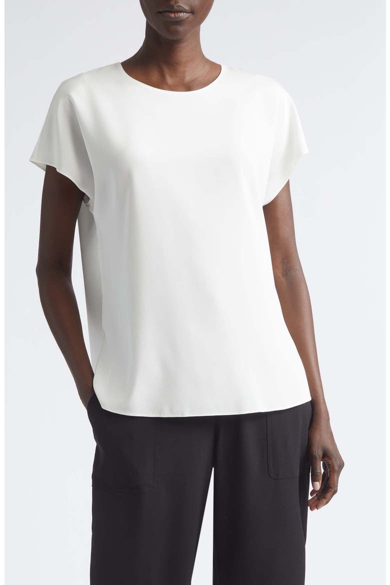 Short Sleeve Stretch Silk Top, Main, color, CLOUD