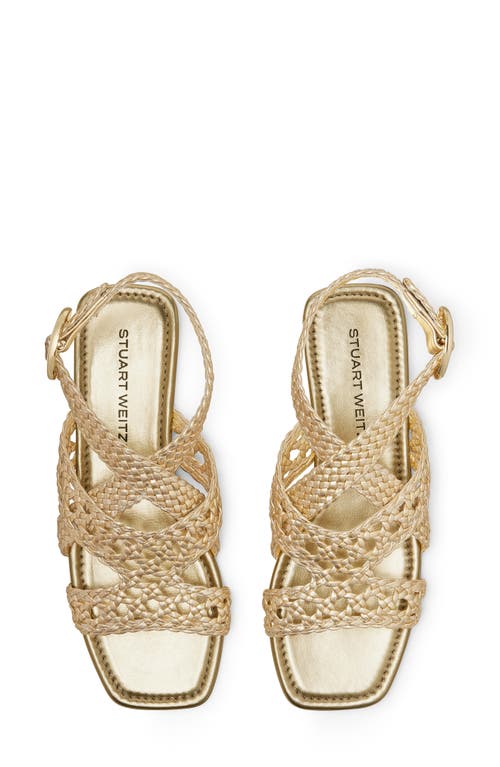 Stuart Weitzman Thea Metallic Braided Slingback Sandals In Golden