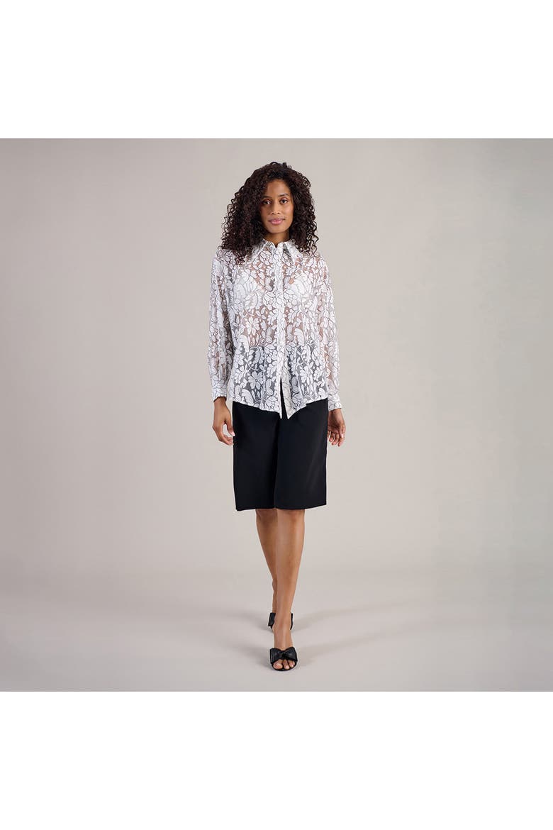 Women's Shirt  Daniela White And Black Sheer Oversized Shirt, Alternate, color, Black/White