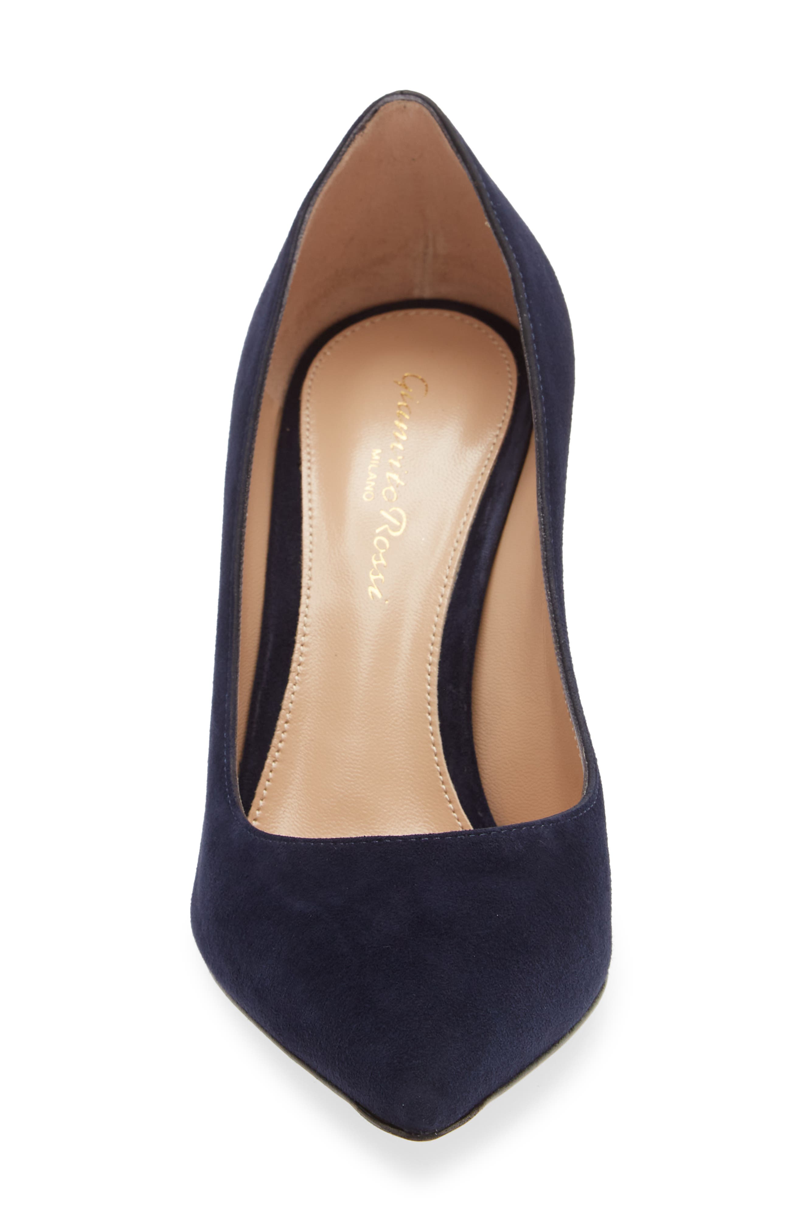 Gianvito Rossi Pointed Toe Pump, Alternate, color, Denim Suede