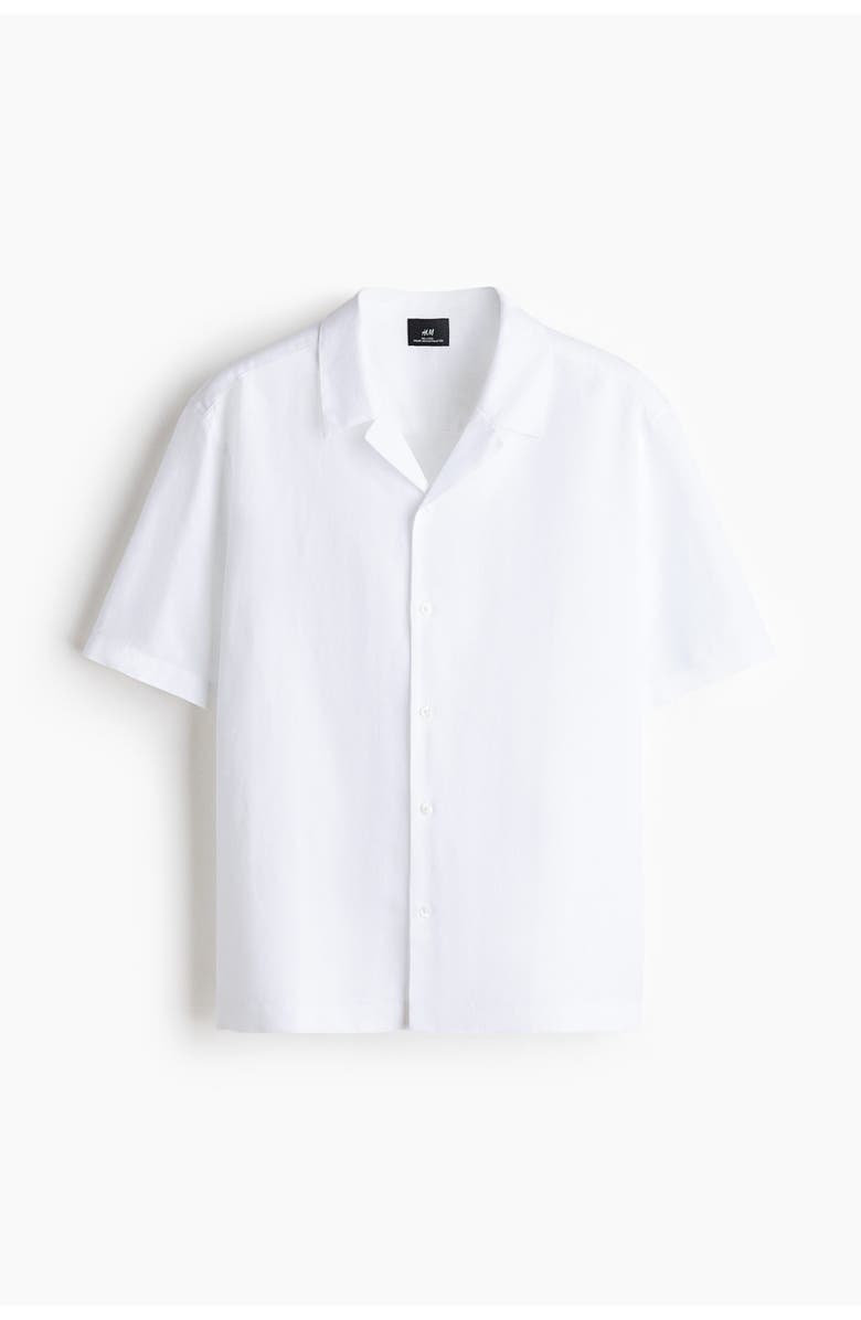 H&M Relaxed Fit Linen-blend Resort Shirt, Main, color, White