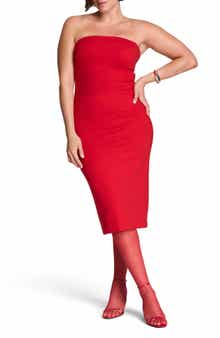 Strapless Ponte Midi Dress