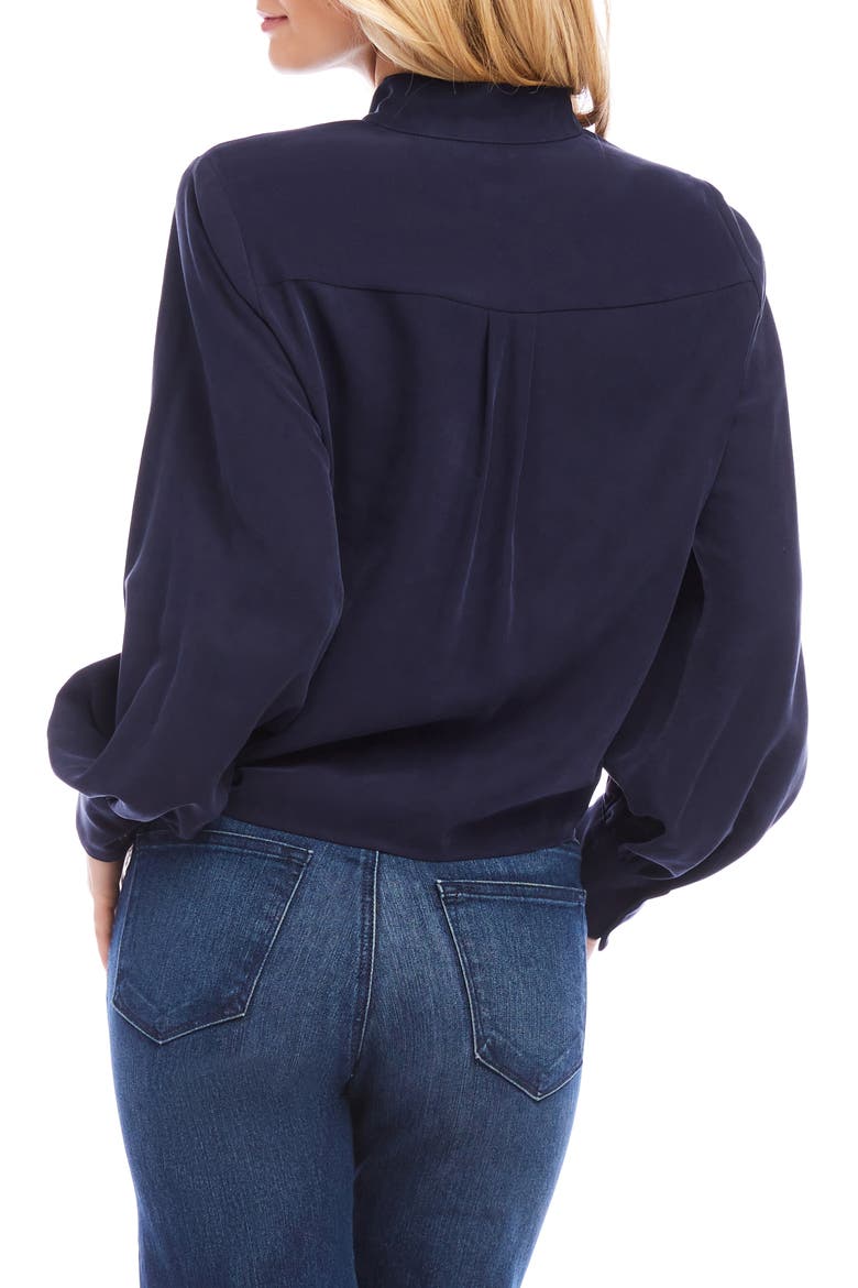Tie Front Twill Top, Alternate, color, NAVY