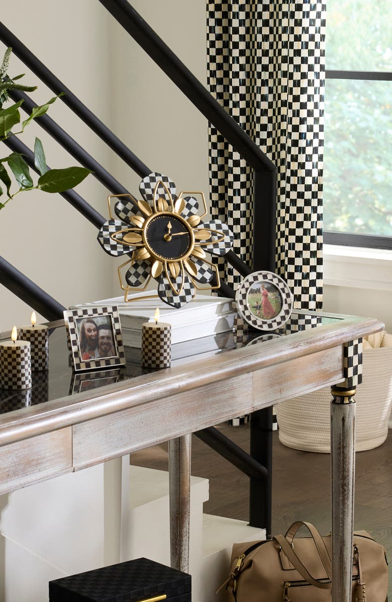 MACKENZIE CHILDS Set of 2 Courtly Check Silver Plate Assorted Picture Frames, Alternate, color, Black/ White