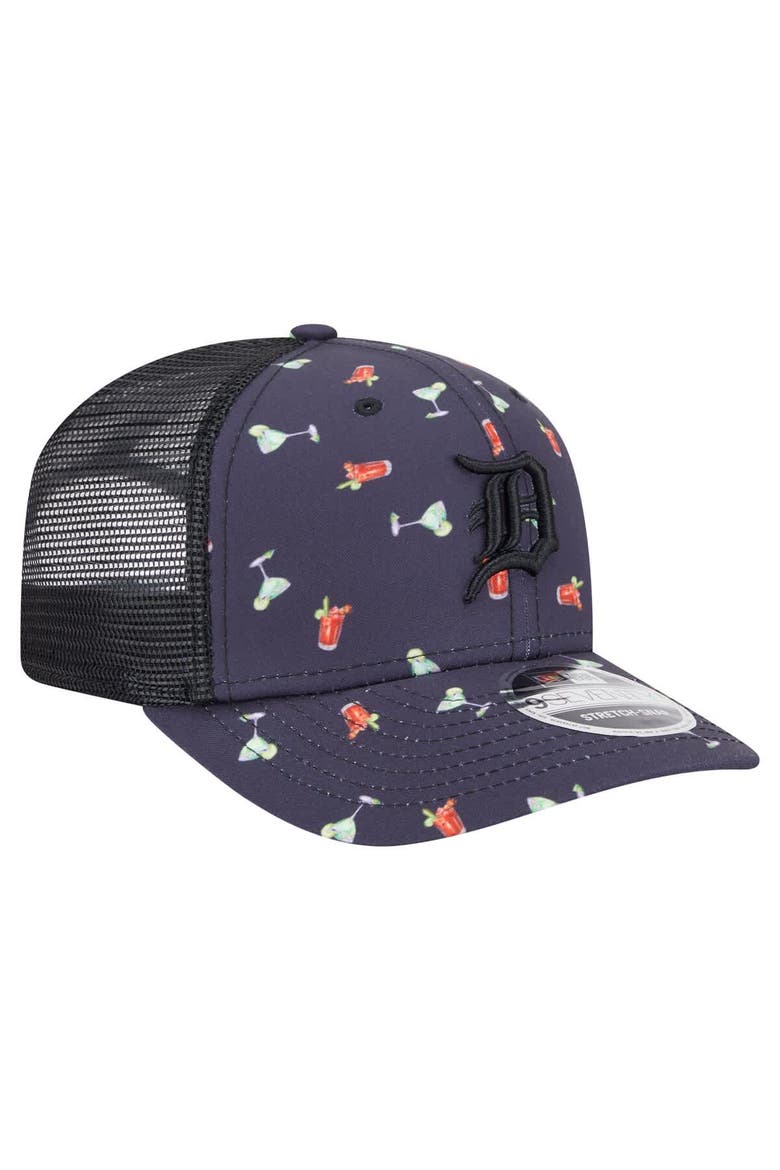 Men's New Era Navy Detroit Tigers Adventure Drinks Pattern 9SEVENTY Stretch-Snap Hat, Alternate, color, Navy