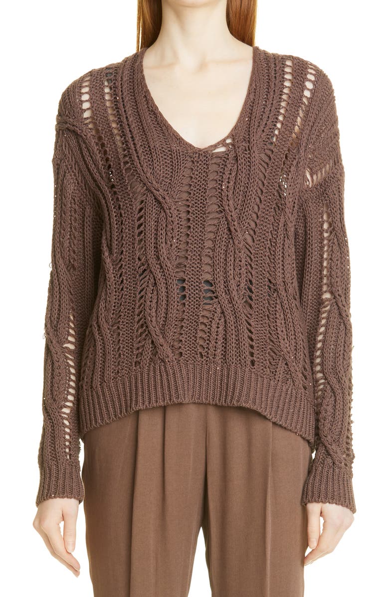 Fabiana Filippi Sequin Cable Knit Sweater, Main, color, 