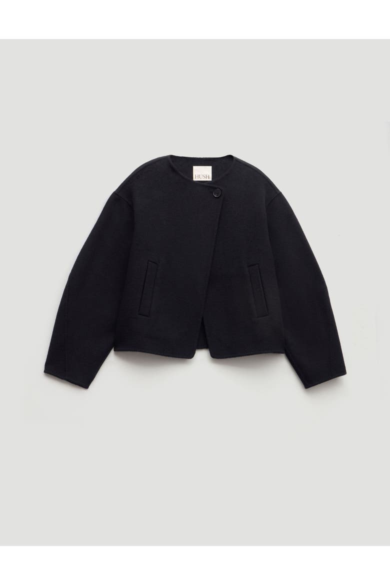 Linnie Double Faced Collarless Jacket, Alternate, color, Dark Navy