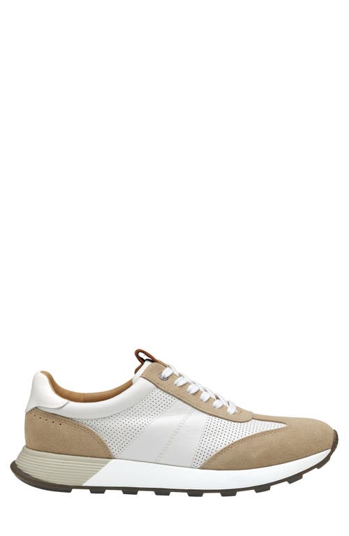 Johnston & Murphy Kinnon T-toe Sneaker In Sand Suede/white Full Grain